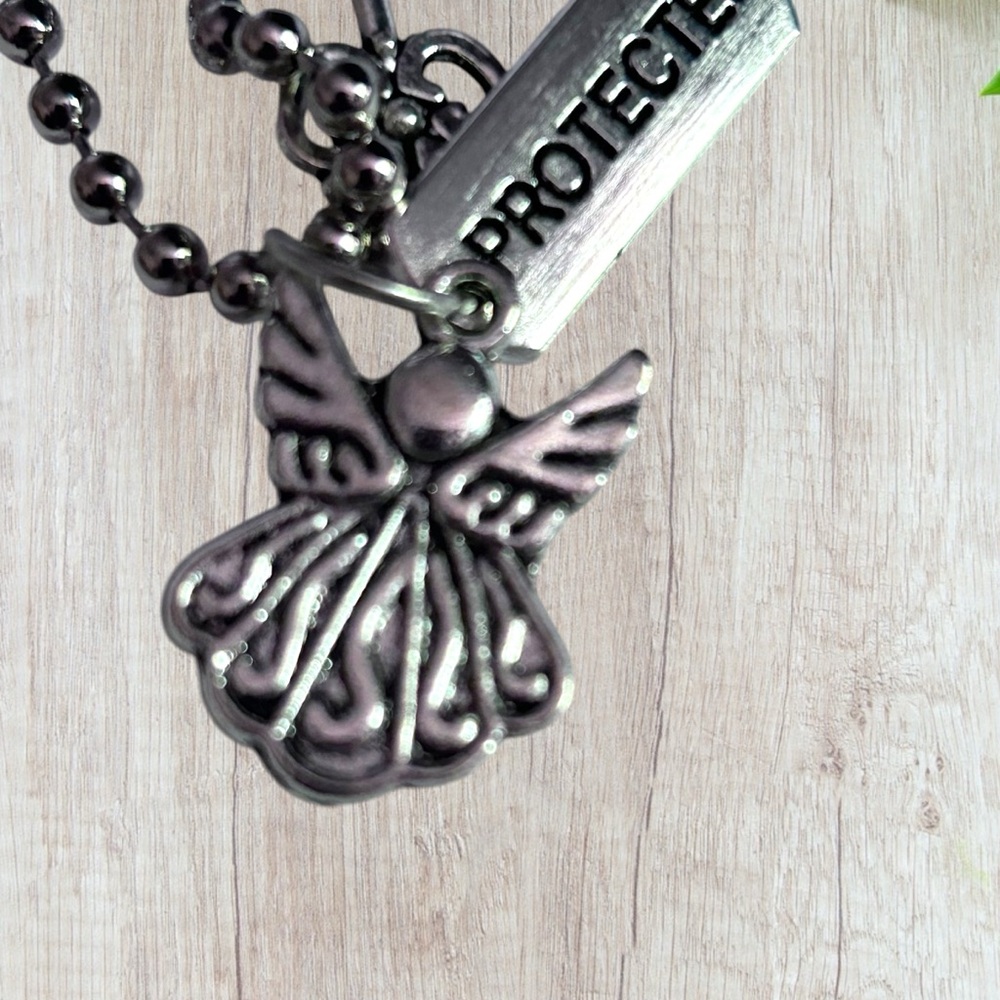 Hand Crafted Necklace PROTECTED Dog Tag Charms Tibetan Pendant Angel Key - Picture 6 of 7